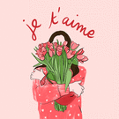 Je t'aime avec des tulipes en bouquet